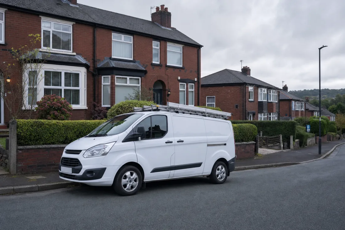K2 Electrical van on a street in the Seddons Farm Estate area near Bury