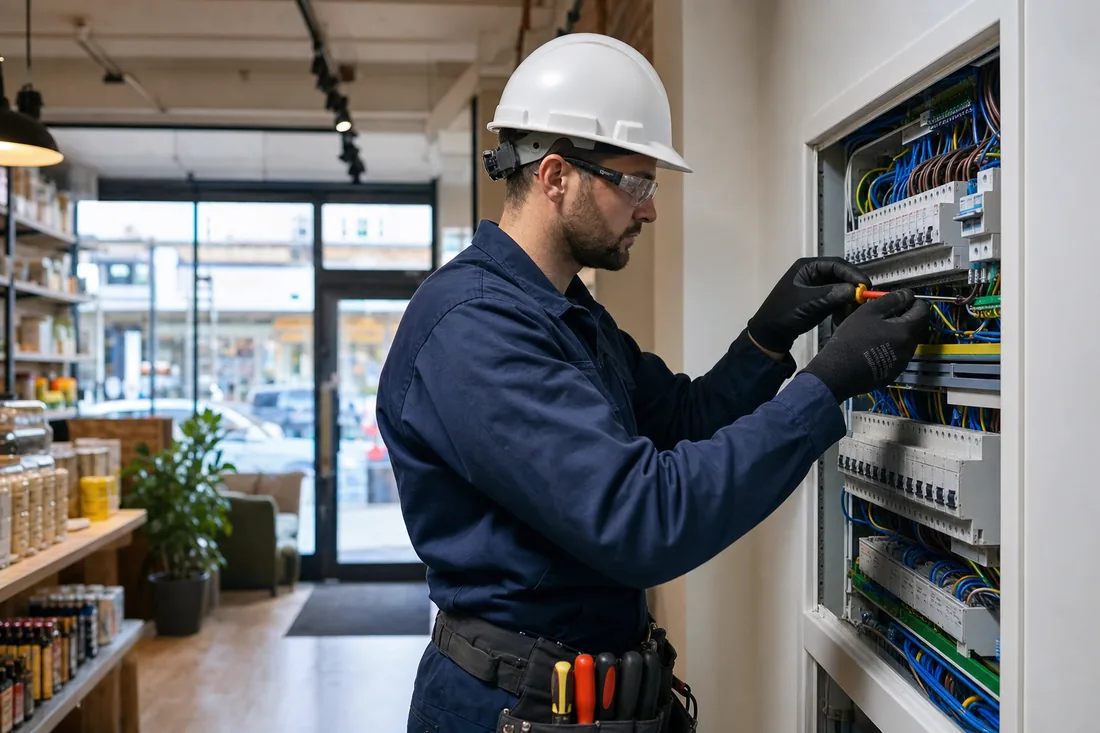 K2 Electrical carrying out commercial electrical work on a distribution board
